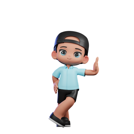 Cute Boy Giving Acting Cool Pose  3D Illustration