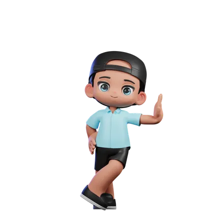 Cute Boy Giving Acting Cool Pose  3D Illustration