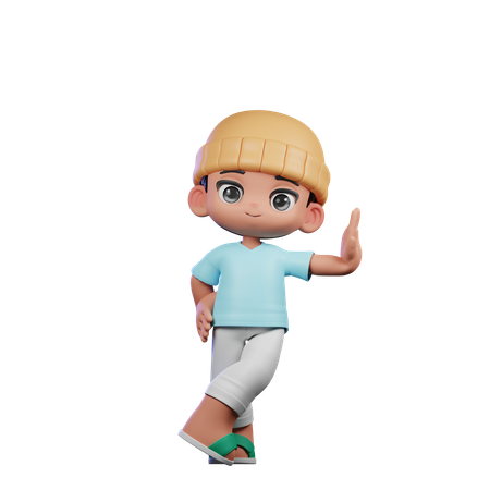 Cute Boy Giving Acting Cool Pose  3D Illustration