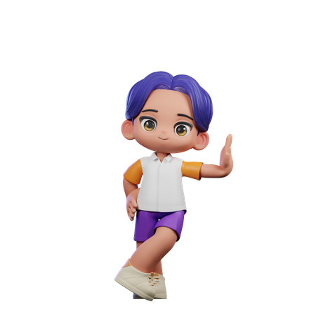 Cute Boy Giving Acting Cool Pose  3D Illustration