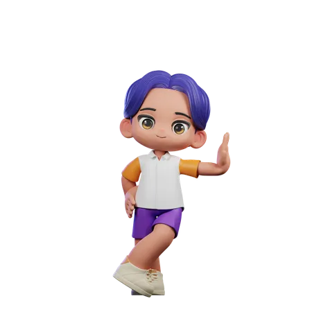 Cute Boy Giving Acting Cool Pose  3D Illustration