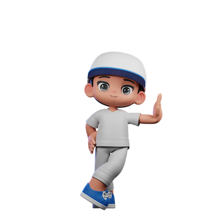 Cute Boy Giving Acting Cool Pose  3D Illustration