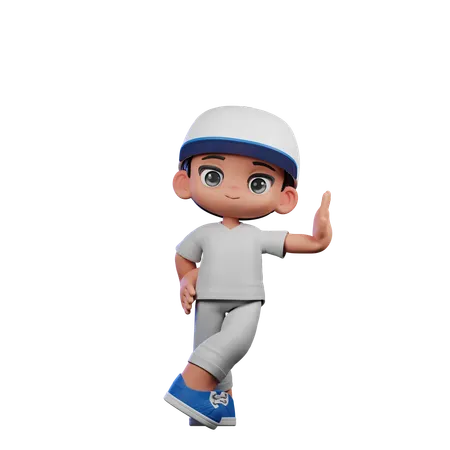 Cute Boy Giving Acting Cool Pose  3D Illustration