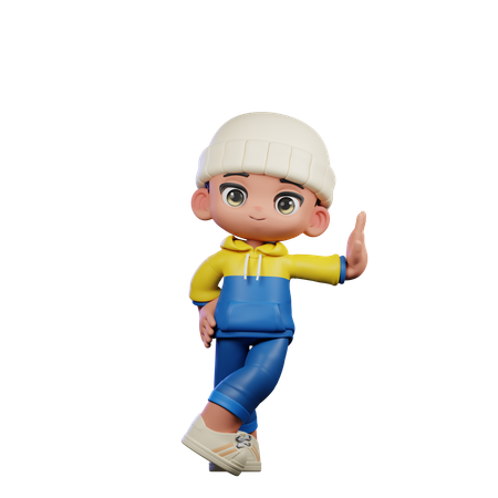 Cute Boy Giving Acting Cool Pose  3D Illustration