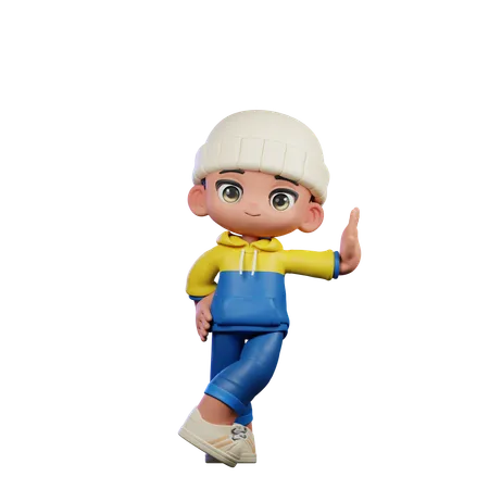 Cute Boy Giving Acting Cool Pose  3D Illustration