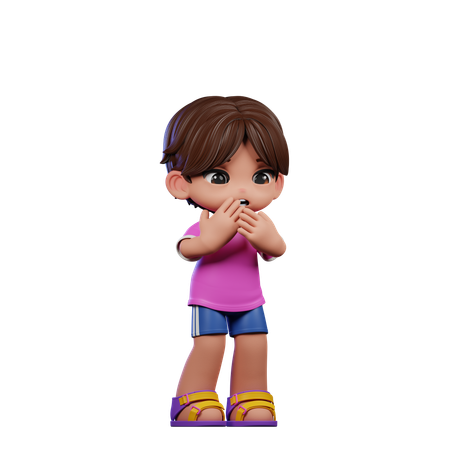Cute Boy Giving Afraid Pose  3D Icon