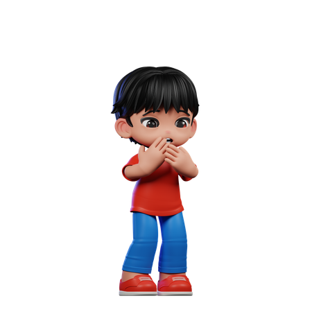Cute Boy Giving Afraid Pose  3D Icon