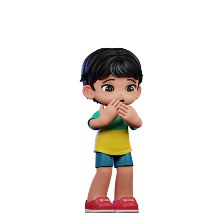 Cute Boy Giving Afraid Pose  3D Icon