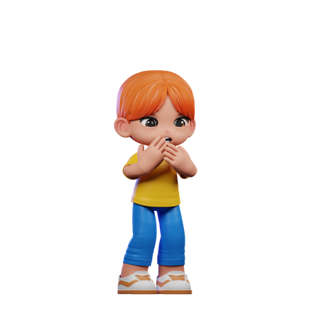 Cute Boy Giving Afraid Pose  3D Icon