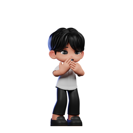 Cute Boy Giving Afraid Pose  3D Icon