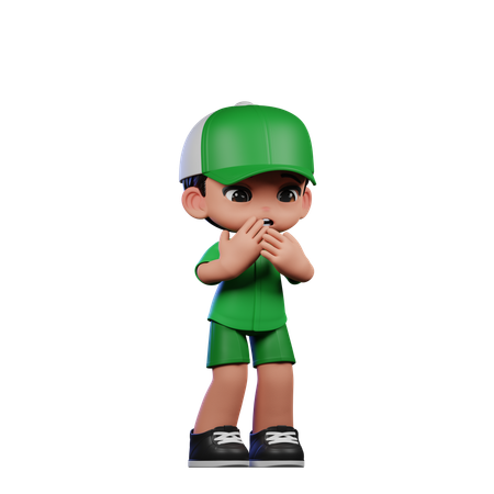 Cute Boy Giving Afraid Pose  3D Icon