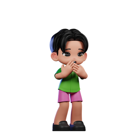 Cute Boy Giving Afraid Pose  3D Icon