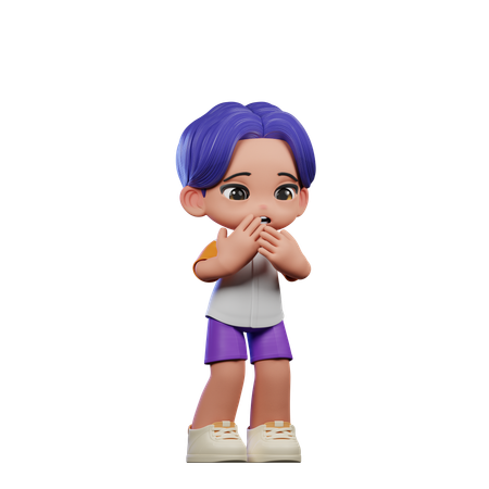 Cute Boy Giving Afraid Pose  3D Icon