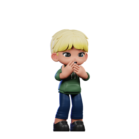 Cute Boy Giving Afraid Pose  3D Icon