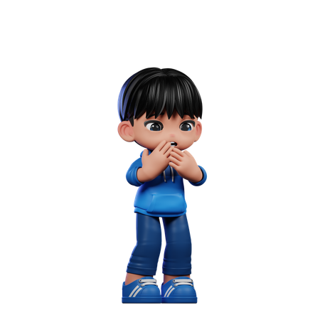 Cute Boy Giving Afraid Pose  3D Icon