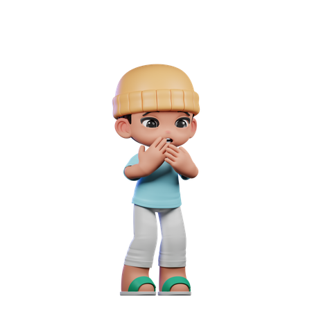Cute Boy Giving Afraid Pose  3D Icon