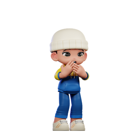 Cute Boy Giving Afraid Pose  3D Icon