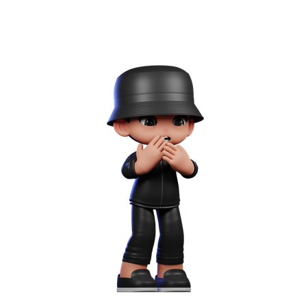 Cute Boy Giving Afraid Pose  3D Icon