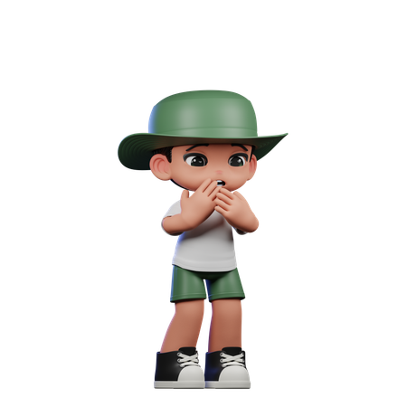 Cute Boy Giving Afraid Pose  3D Icon