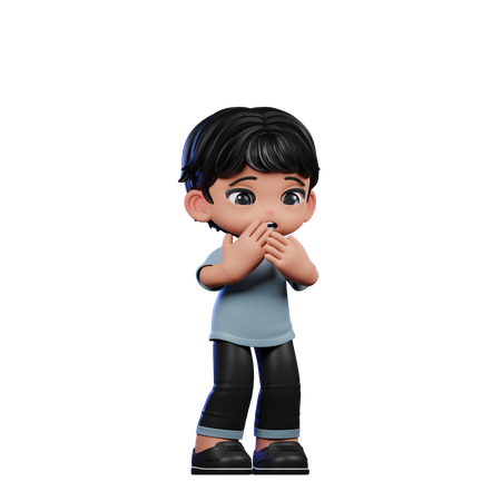 Cute Boy Giving Afraid Pose  3D Icon