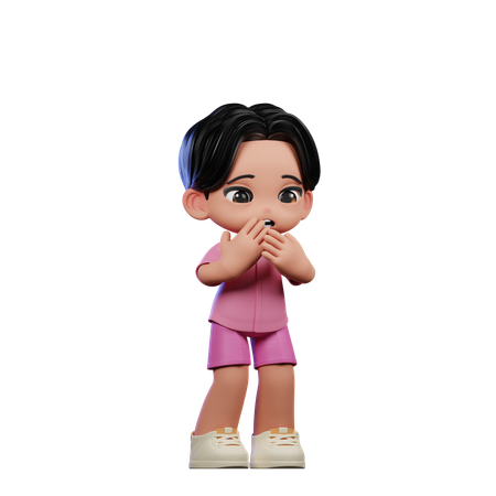 Cute Boy Giving Afraid Pose  3D Icon