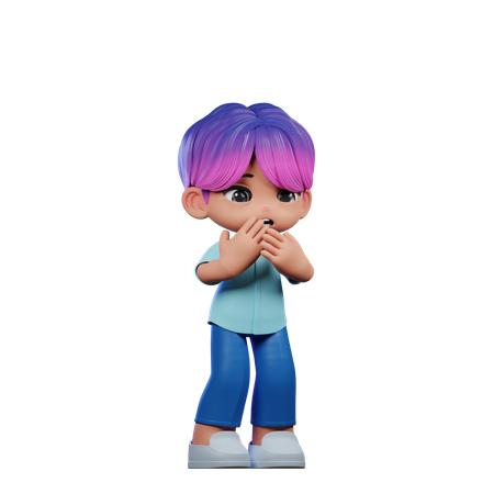 Cute Boy Giving Afraid Pose  3D Icon