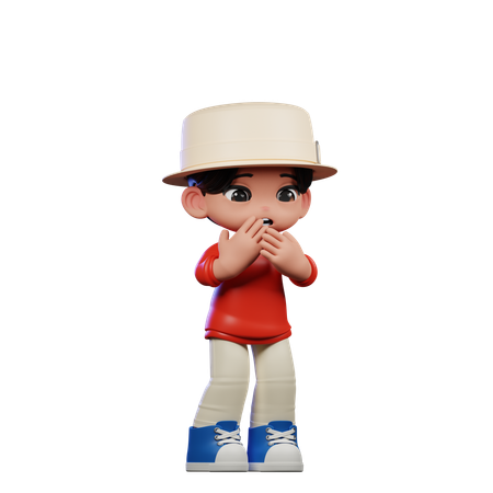 Cute Boy Giving Afraid Pose  3D Icon