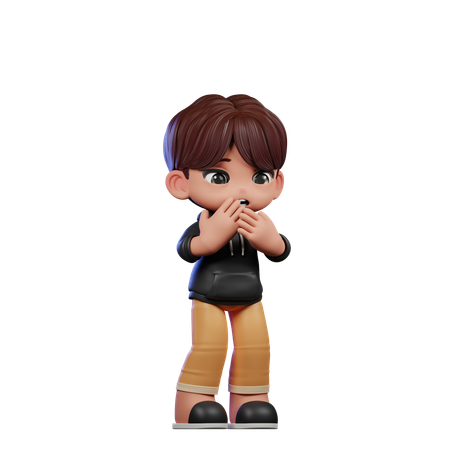 Cute Boy Giving Afraid Pose  3D Icon