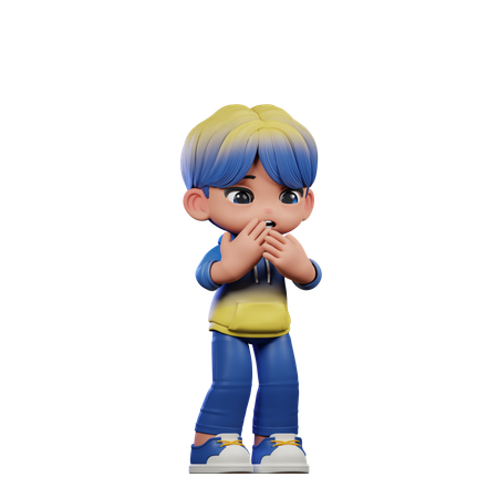 Cute Boy Giving Afraid Pose  3D Icon