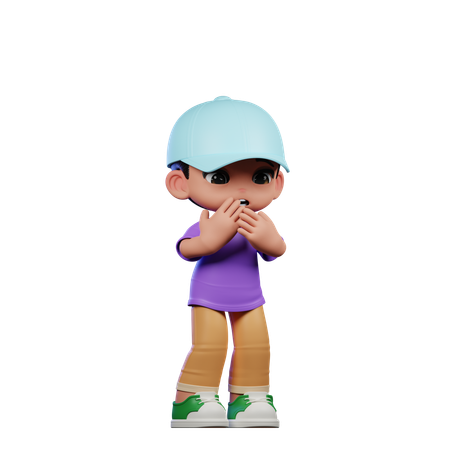 Cute Boy Giving Afraid Pose  3D Icon