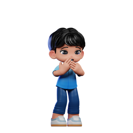 Cute Boy Giving Afraid Pose  3D Icon