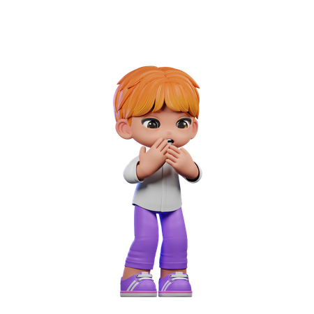 Cute Boy Giving Afraid Pose  3D Icon