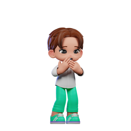 Cute Boy Giving Afraid Pose  3D Icon