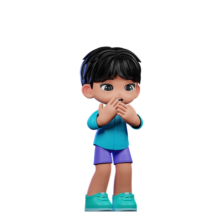 Cute Boy Giving Afraid Pose  3D Icon