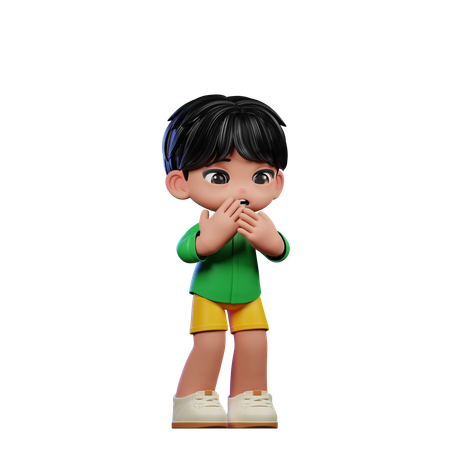 Cute Boy Giving Afraid Pose  3D Icon