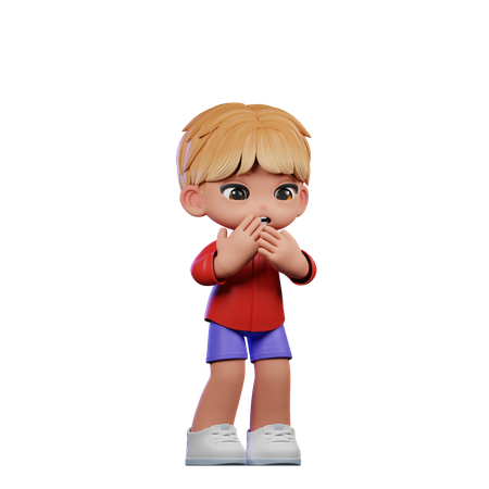Cute Boy Giving Afraid Pose  3D Icon