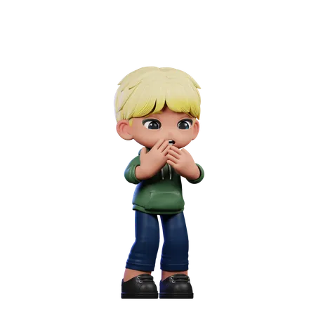 Cute Boy Giving Afraid Pose  3D Illustration