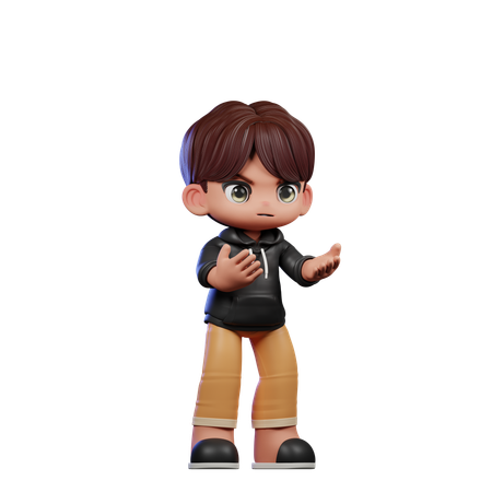 Cute Boy Giving Angry Pose  3D Illustration