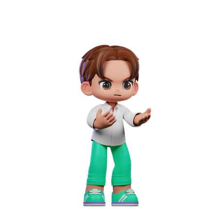 Cute Boy Giving Angry Pose  3D Illustration