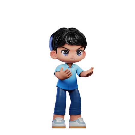 Cute Boy Giving Angry Pose  3D Illustration