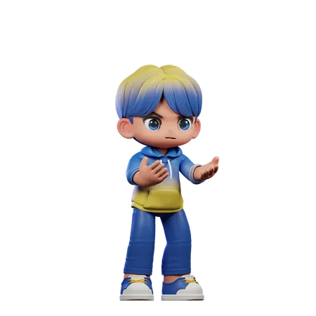 Cute Boy Giving Angry Pose  3D Illustration