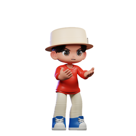 Cute Boy Giving Angry Pose  3D Illustration