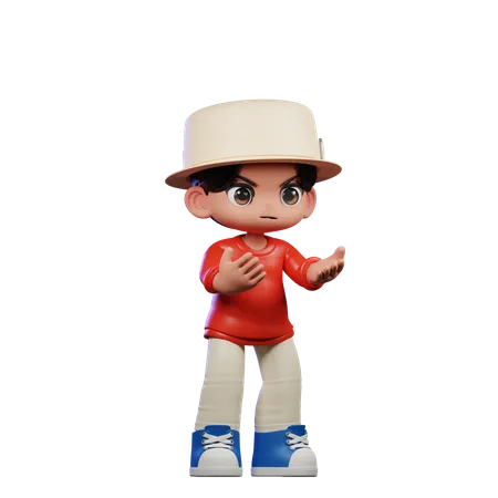 Cute Boy Giving Angry Pose  3D Illustration