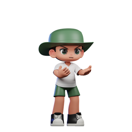 Cute Boy Giving Angry Pose  3D Illustration