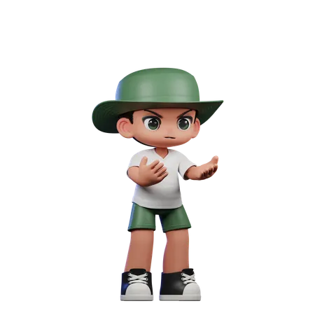 Cute Boy Giving Angry Pose  3D Illustration