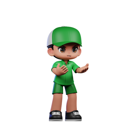 Cute Boy Giving Angry Pose  3D Illustration