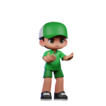 Cute Boy Giving Angry Pose  3D Illustration