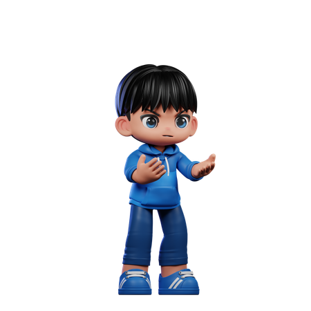 Cute Boy Giving Angry Pose  3D Illustration