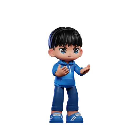 Cute Boy Giving Angry Pose  3D Illustration