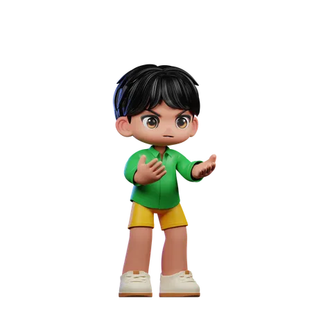 Cute Boy Giving Angry Pose  3D Illustration